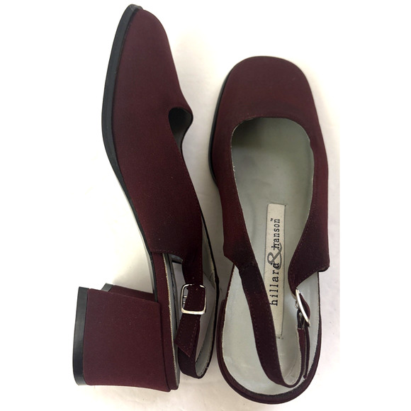 Holler & Hanson Taren Vtg Square Toe Sude Burgandy Heels Size 7.5 - Picture 1 of 11